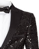 Black Sequin Design Blazer with Matching Bow Tie-Makrom
