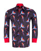 Black Shirt Flying Parrot Print-Makrom