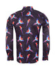 Black Shirt Flying Parrot Print-Makrom