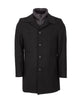 Black Single-Breasted Overcoat with Removable Quilted Inner Layer-Makrom
