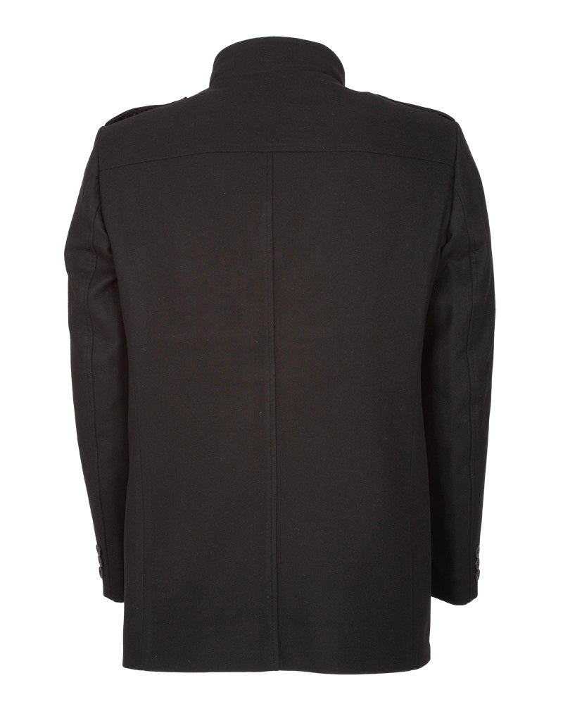 Black Single-Breasted Overcoat with Removable Quilted Inner Layer-Makrom