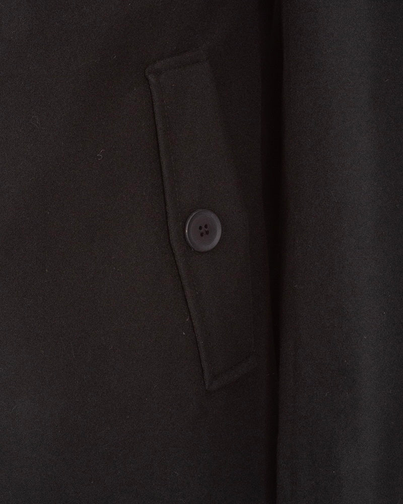 Black Single-Breasted Overcoat with Removable Quilted Inner Layer-Makrom