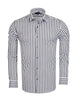 Black Stripe Print Long Sleeve Shirt-Makrom