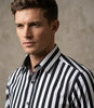 Black Stripe Print Shirt with Matching Handkerchief