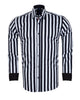 Black Stripe Print Shirt with Matching Handkerchief-Makrom