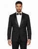 Black Tuxedo 3 Piece Suit Contrasting Lapel with Beaded Detailing-Makrom