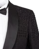 Black Tuxedo 3 Piece Suit Contrasting Lapel with Beaded Detailing-Makrom