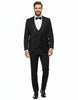 Black Tuxedo 4 Piece Suit Contrasting Lapel-Makrom