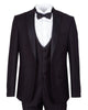 Black Tuxedo 4 Piece Suit Contrasting Lapel-Makrom