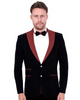 Black Velvet Feel Plain Blazer-Makrom