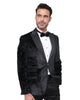 Black Velvet Paisley Feel Plain Blazer & Matching Bow Tie-Makrom