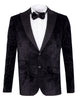 Black Velvet Paisley Feel Plain Blazer & Matching Bow Tie-Makrom