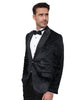 Black Velvet Paisley Feel Plain Blazer & Matching Bow Tie-Makrom