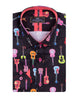 Black Vintage Guitar Print Men's Shirt-Makrom