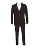 Black Wool Classic Plain 3 Piece Men's Suit-Makrom
