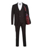 Black Wool Classic Plain 3 Piece Men's Suit-Makrom
