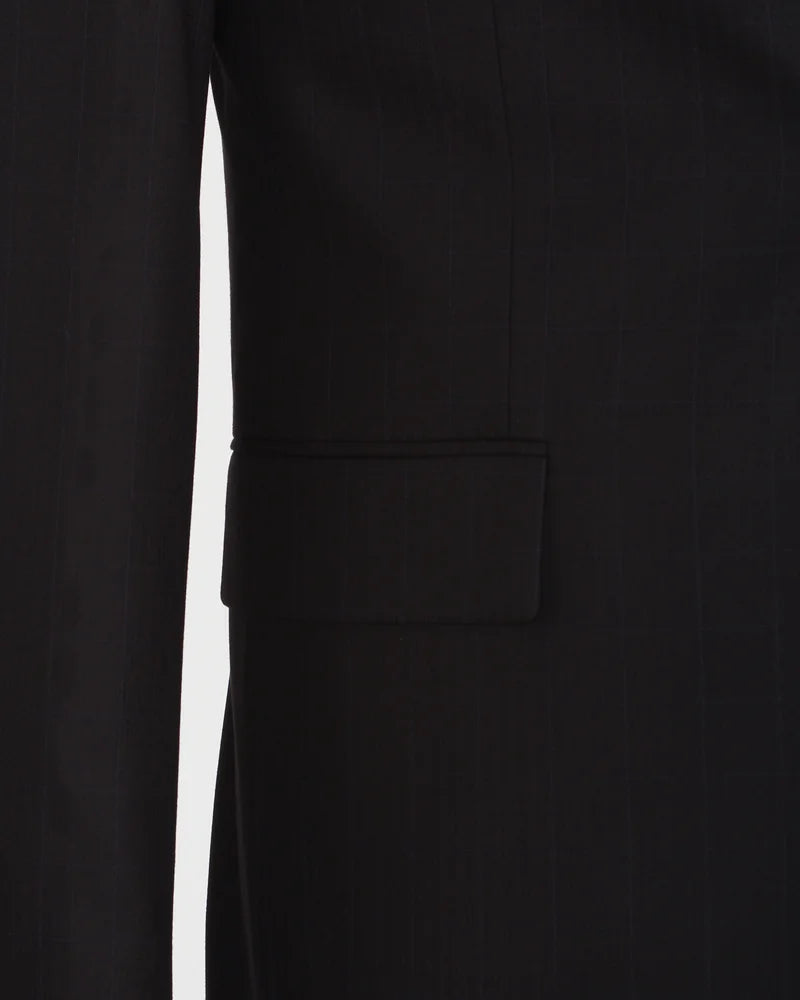 Black Wool Classic Plain 3 Piece Men's Suit-Makrom