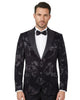 Black Paisley Flock Design Fashion Blazer & Matching Bow Tie