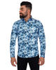 Blossoming Neon Blue Print Cotton Shirts For Men-Makrom