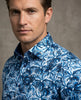 Blossoming Neon Blue Print Cotton Shirts For Men
