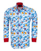 Blue Ballon Print Shirt with Matching Handkerchief-Makrom