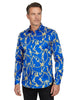 Blue Baroque Chain & Paisley Print Men`s Shirt-Makrom