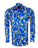 Blue Baroque Chain & Paisley Print Men`s Shirt-Makrom