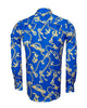 Blue Baroque Chain & Paisley Print Men`s Shirt-Makrom