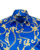 Blue Baroque Chain & Paisley Print Men`s Shirt-Makrom