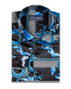 Blue Baroque Roman Ornament Paisley Print Men`s Shirt-Makrom