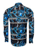 Blue Baroque Roman Ornament Paisley Print Men`s Shirt-Makrom
