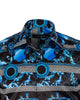 Blue Baroque Roman Ornament Paisley Print Men`s Shirt-Makrom