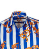 Blue Baroque Stripe Paisley Print Men`s Shirt-Makrom