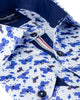 Blue Butterfly Print Shirt with Matching Handkerchief-Makrom