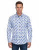 Blue Butterfly Print Shirt with Matching Handkerchief-Makrom
