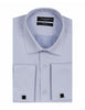 Blue Casual Twill Double Cuff Long Sleeve Shirt-Makrom
