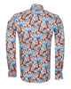 Blue Cat Print Satin Cotton Shirt with Matching Handkerchief-Makrom