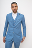 Blue Classic Plain 3 Piece Men's Suit-Makrom