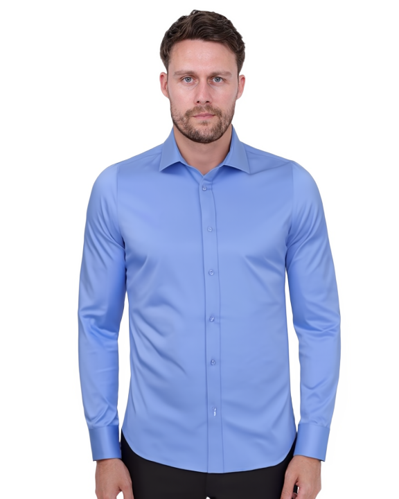 Blue Classic Single Cuff Men's Shirt-Makrom