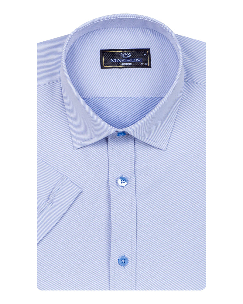 Blue Classic Twill Short Sleeve Shirt-Makrom