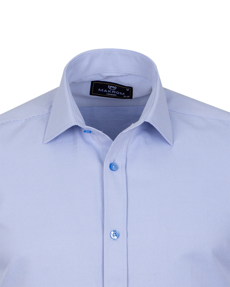 Blue Classic Twill Short Sleeve Shirt-Makrom