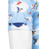Blue Colourful Hummingbirds Print Short Sleeve Shirt-Makrom