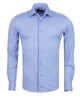 Blue Cotton Plain Muscle fit Stretch Shirt-Makrom