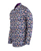 Blue Day of The Dead Skull Print Shirt with Matching Handkerchief-Makrom