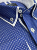 Blue Double Collar Mini Polka Dot Men's Shirt-Makrom
