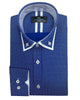 Blue Double Collar Mini Polka Dot Men's Shirt-Makrom