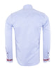 Blue Fashion Shirt with Colourful Collar Tip Design-Makrom