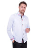 Blue Fashion Shirt with Colourful Collar Tip Design-Makrom