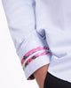 Blue Fashion Shirt with Colourful Collar Tip Design-Makrom