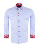 Blue Fashion Shirt with Colourful Collar Tip Design-Makrom